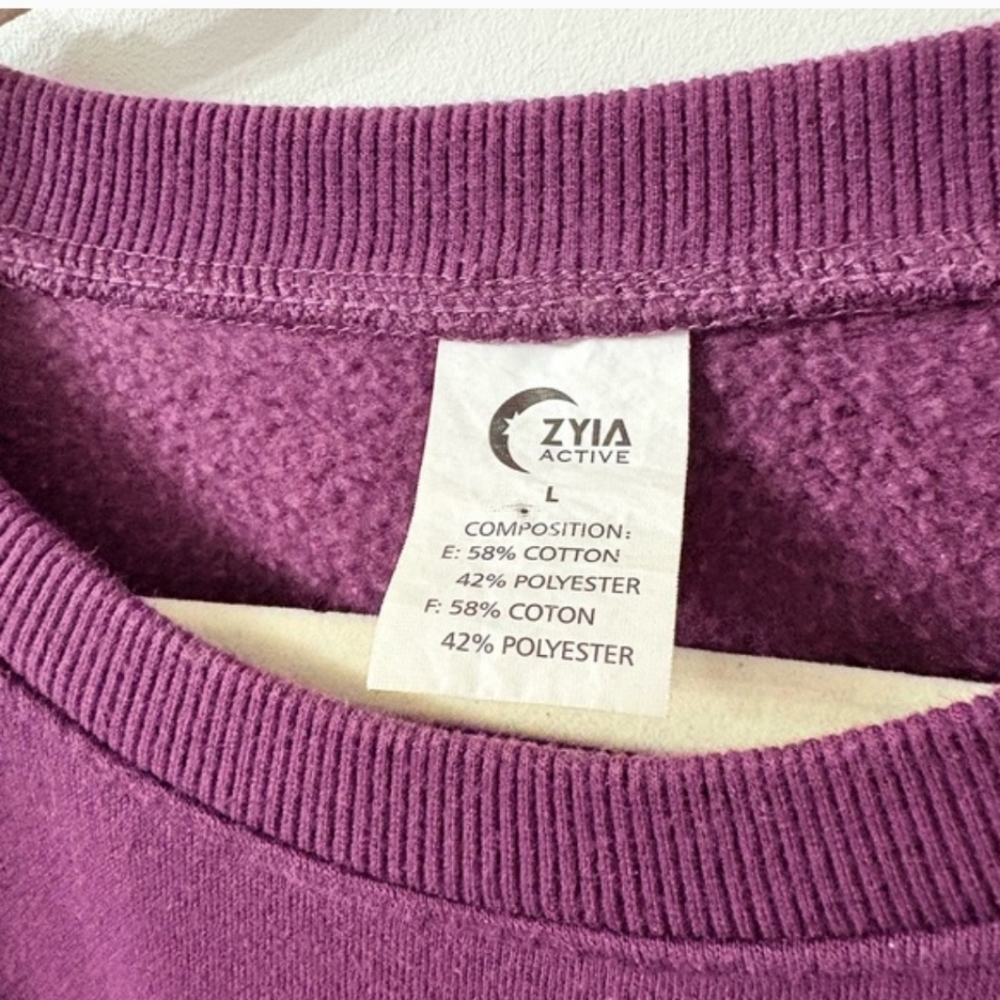 ZYIA Oh So Soft Perfect Crewneck With Pockets Deep Plum Womens L Athleisure - Picture 4 of 4